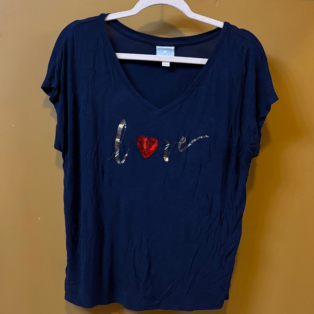 Sundays Navy Blue Love Graphic Tee